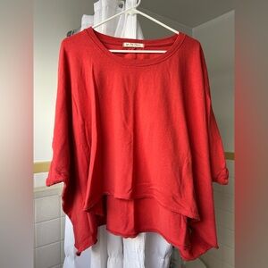 Free People We The Free CC Tee, large, red-orange, small spot on front